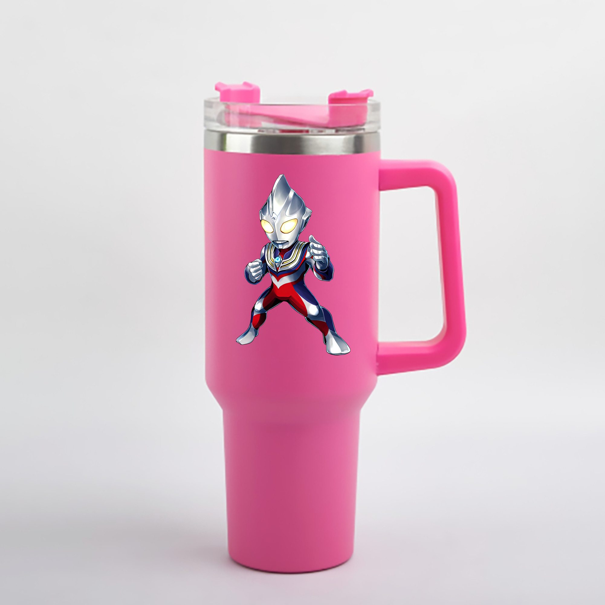 （画像用） ウルトラマン Ultraman 1200mL車用タンブラー - クリスタルステッカー（プラスチックストロー付き）
